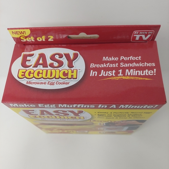 Easy Eggwich Microwave Egg Cooker Breakfast Sandwich Muffin Set Of 2 Non Stick - Picture 3 of 11